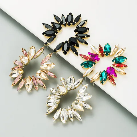 Black Rhinestone Fashion Earrings