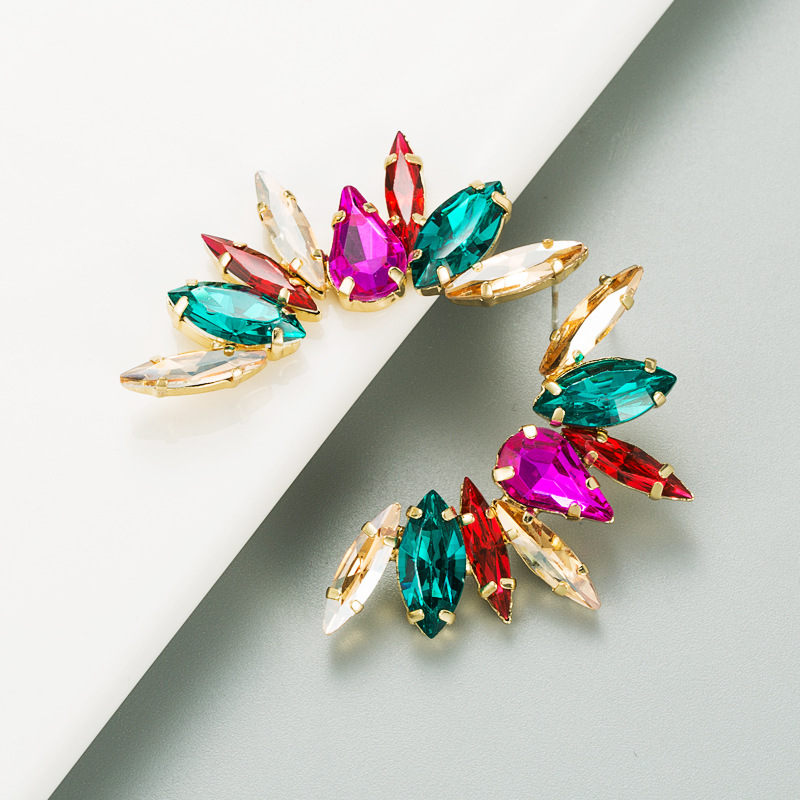 Multicolored Rhinestone Fashion Earrings