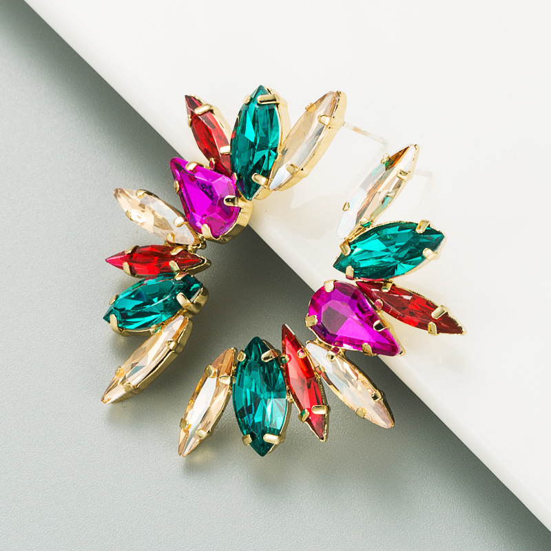 Multicolored Rhinestone Fashion Earrings