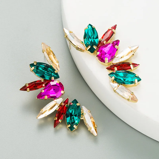 Multicolored Rhinestone Fashion Earrings