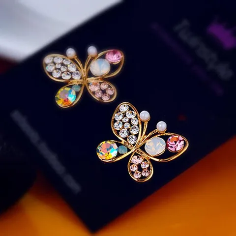 Rhinestone Butterfly Stud Earrings