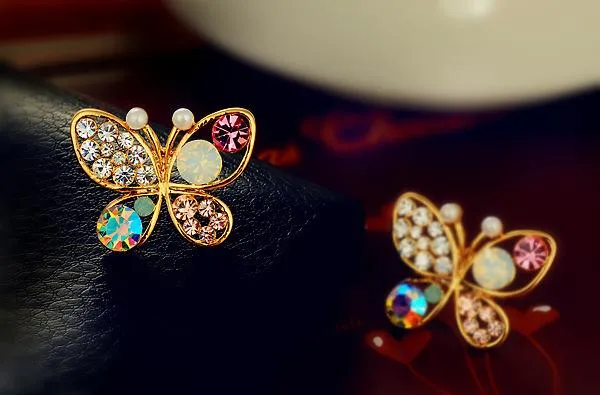 Rhinestone Butterfly Stud Earrings