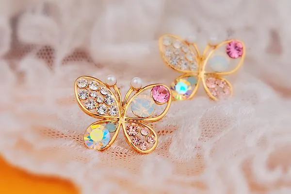 Rhinestone Butterfly Stud Earrings