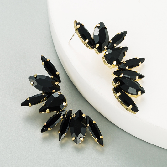 Black Rhinestone Fashion Earrings