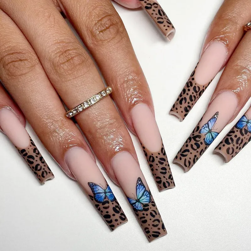 Leopard Print Butterfly Press-On Nails